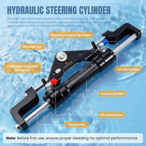 300HP Outboard Hydraulic Steering Kit With Pump Cylinder Two 26 Foot Nylon Hoses And Installation Accessories