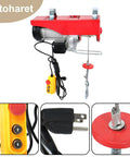 Heavy Duty PA1000 Electric Hoist 2200 Lbs Capacity Wired Remote Control with metal strap and wired controller for lifting.