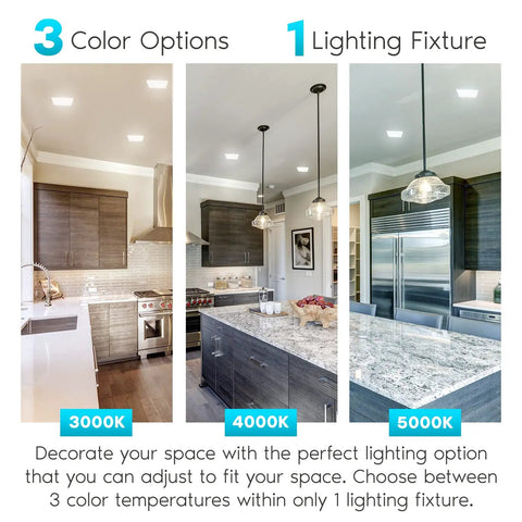 Square 6 Inch LED Flush Mount Ceiling Light Fixture 15W 3 Color Temp Switchable 3000K 4000K 5000K 900 Lumens Dimmable