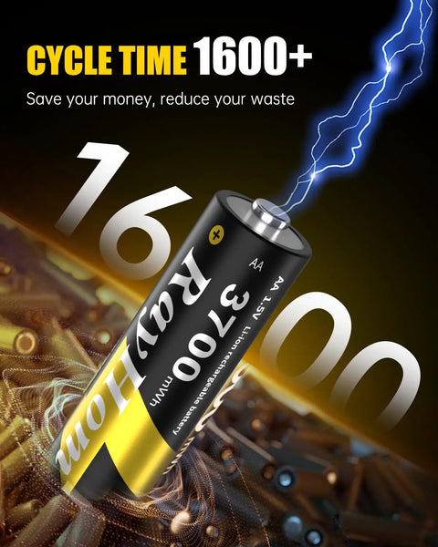 12 Pack Heavy Duty Rechargeable AA Lithium Batteries With Rapid Charger Delivers Beast Mode Power To Your Blink Cameras Video Doorbells And Xbox with cycle time over 1600.