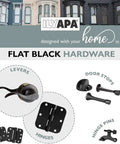 Matte Black 18 Pack Interior Door Hinges 3.5 Inch Square Corner With Six Holes And Removable Pins Heavy Duty display with hardware.