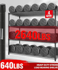 Built Different 4 Tier Metal Shelving Unit With Smooth Rolling Wheels Heavy Duty Carbon Steel Mesh Construction Featuring Reinforced Support Ribs For Zero Sagging And Maximum Weight Capacity In A Sleek Black Finish Perfect For Storage with barrels.