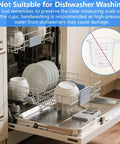 Open dishwasher with insert showing Two Pack Measuring Cup Set 250 Milliliters And 500 Milliliters BPA Free Non Toxic kitchen measuring cups.