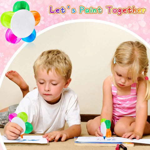 Children using Petals Highlighters Set 140 Pieces In Five Assorted Fluorescent Colors Flower Shape Watercolor Highlighter Pens