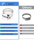 Comparison of 120 Piece Hose Clamp Set In 304 Stainless Steel Worm Gear Clamps against others, highlighting material and corrosion resistance.