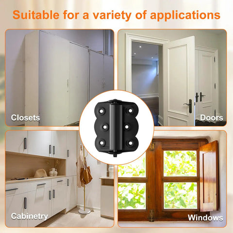 8 Pack Stainless Steel Spring Self Closing Door Hinges With Reinforced Wave Steel Frame for Closets, Doors, Cabinetry, Windows