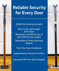 Image of a Heavy Duty Door Security Bar With One Ton Strength, Adjustable Aluminum Jammer for home and commercial security.