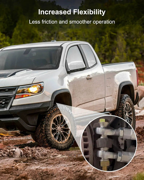 4 Pack High Misalignment Spacers 3/4 To 5/8 Inch Heims For Rod Ends, Standard Ball Width, Heavy Duty Carbon Steel, Heat Treated, Fits Various Mechanical Linkages And Off Road Projects installed on truck suspension