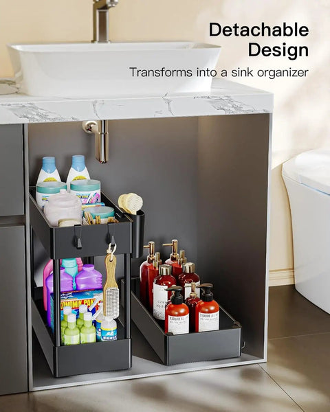 Slim 3 Tier Rolling Storage Cart On Wheels For Narrow Spaces Ideal For Bathroom Kitchen Laundry Room Black Space Saver Organizer With Easy Glide Wheels under sink with items
