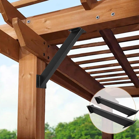 Heavy Duty 4 Pack 45 Degree Pergola Brackets For Wood Structures, Angle Bracket Kit For Gazebos, Tree Houses, Cabins And Patios, DIY Pavilion Support, Powder Coated Steel, Sturdy, Long Lasting