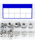 Flat Washer Kit 180Pc Stainless Steel Washers Assortment For Screws And Bolts M2.5 M3 M4 M5 M6 M8 M10 Perfect For Auto Repair Home DIY Projects And Shop Fixes Durable And Rust Resistant Gasket Shim Set, case open