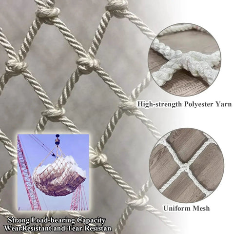Heavy Duty Cargo Lifting Net 1.5x1.5m Hoisting Webbing, 2 Ton Load Capacity shown with reinforced polyester yarn and mesh