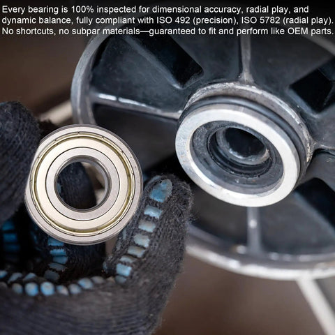 Hardcore Washer Tub Bearings And Seal Kit For Samsung WF Series, showing precision stainless bearing during inspection.