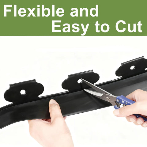 Cutting 40 Ft Landscape Edging Border With 50 Anchoring Spikes 4 In Tall Plastic Garden Barrier for flower beds, flexible design.