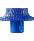 Kickass 3 Inch Diamond Profile Wheel Vacuum Brazed Segmented Edge Grinding Disc 5/8 11 Arbor for angle grinders, blue grinding disc.