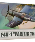 Box of F4U-1 Pacific Theater 1:72 Plastic Model Airplane Kit with Detailed Parts, 6 Inch Wingspan, Includes 3 Decal Sheets.
