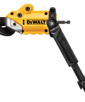 DEWALT metal shear/cutter drill attachment with 360° pivoting head; yellow body, black handle