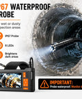 Dual Lens Borescope With 32GB Card, 4.3 Inch Endoscope Camera With Light, 1080P Photo And Video, 16.4ft SemiRigid Inspection Snake, No Apps Needed, IP67 Waterproof For Automotive Engine And HVAC probe in wet pipe