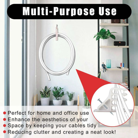 200 Pack White Cable Staples With Steel Nails For Quick No Fuss Cable Stacking Clips displayed in home setting