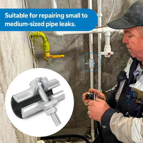 Amazon stainless steel pipe repair clamp, 1 in x 3 in, with bolt, for water or copper pipe leaks.
