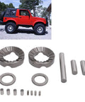 Heavy Duty Differential Locker Axle Kit For Suzuki Samurai Rear End Swap Featuring 26 Splines And Solid Mechanical Locking Action parts laid out with red Suzuki Samurai in background.