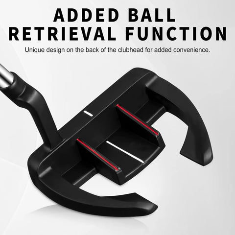 Close-up of Unisex Right Hand Mallet Golf Putter With Anti Twist Design And Alignment Guide Stepped Shaft For Consistent Putts