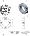 Two Pack Split Shaft Collar Clamp Set Built To Last Heavy Duty 2.625 Inch Outside Diameter Aluminum With 1.625 Inch Bore 0.688 Inch Thick Two Piece Design Includes Screws Made In USA, 1.625 in bore aluminum shaft collar
