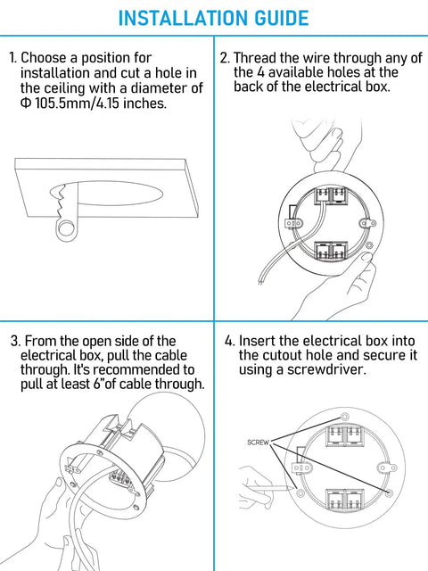 Installation guide for Old Work Round Electrical Box 18 Cu In One Gang Device Box For Pendant Lights Ceiling Fans And Switches ETL Listed