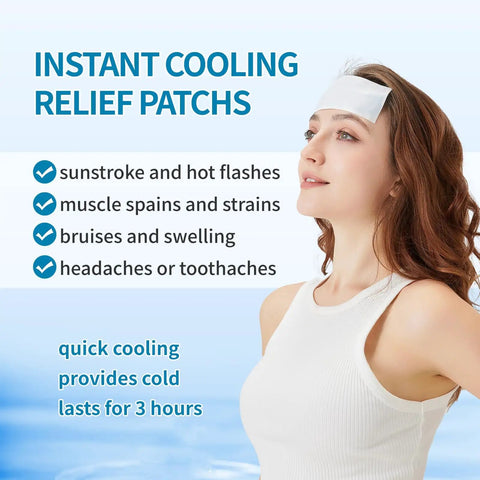 Woman using Stay Cool On The Go With Instant Cooling Ice Packs For Outdoor Activities, Large Disposable Patches For Neck And Body