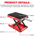 1200 Lbs Motorcycle Lift Scissor Jack for Dirt Bikes and ATVs Heavy Duty Steel Hoist Stand with Ratchet Wrench Crank Handle Thickened Rubber Pad Wide Deck