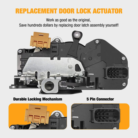 Power Door Lock Latch Actuator With Cable Front Left Driver Side for Chevrolet Silverado Sierra 1500 2500HD 3500HD shown