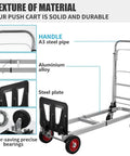 Beefy Heavy Duty 2 In 1 Aluminum Hand Truck Dolly Convertible With One Hand Switch For Versatile Lifting Up To 440 Lbs Four Wheel Or 220 Lbs Two Wheel, aluminum cart