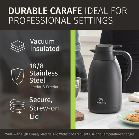 68 Ounce Thermal Coffee Carafe With Insulated Black Stainless Steel Keeps Your Brew Hot 12 Hours Or Cold 36 Hours Easy Pour
