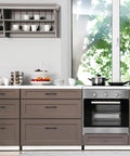 Matte Black Cabinet Pulls 30 Pack Stainless Steel 3 Inch Center To Center Drawer Handles installed on kitchen cabinets.