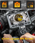 Ultra Slim 3.9mm Articulating Borescope For Aircraft And Auto Tech Inspections, Pro Grade 0.15in Fiber Optic Scope With Light, 220 Degree Two Way Rotation, 5.0 Inch IPS HD Screen, 32GB Built In, IP67 Waterproof, hand-held inspection camera with 5-inch screen