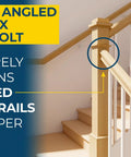 Angled Slipfix Railbolt Handrail To Newel Post Connector For Upper Connection Model 13960 on a staircase railing system.
