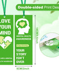 Must Have 120 Pack Mental Health Awareness Bookmarks With 6 Styles, Double Sided Designs Plus 120 Green Ribbons, Stop The Stigma