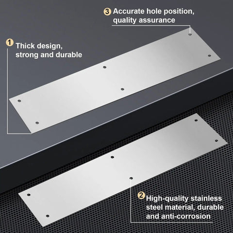Tough As Nails Stainless Steel Door Push Plate 4 Pack 16 X 4 Inch Heavy Duty Knock Guard Wall Saver With Mounting Hardware Rust Proof Kick Plate Built To Stand Up To Daily Grind