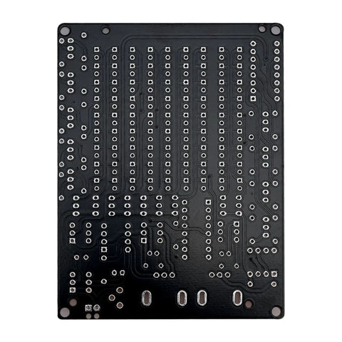 LED PCB Board Chaser Soldering Practice Kit for Beginners, black board with marked pads, 73x97 mm ideal for school projects and hobbyists.