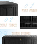200 Gallon Waterproof Outdoor Storage Box Built Tough Resin Deck Box With Lockable Lid, UV Resistant Black Finish.