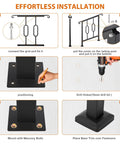 Helluva Strong Outdoor Stair Handrail For Two Or Three Steps Solid Black Wrought Iron Exterior Safety Guard Heavy Duty Galvanized Steel Powder Coated Build installation guide with steps for mounting and positioning.