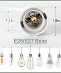 Close-up of 12 Foot Pendant Lighting Cord With On Off Switch For E26 E27 Socket Plug In, showing socket size and bulb types.