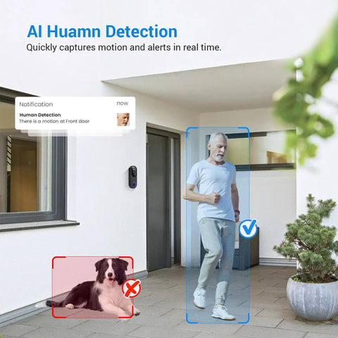 1080p Wireless Camera With Video Doorbell For Home Security No Fuss AI Human Detection Night Vision Two Way Audio Cloud Storage