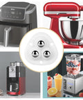 Four Pack Peel And Stick Small Appliance Swivel Casters Deliver Ridiculously Smooth Barely There Roll on Coffee Makers and blenders.
