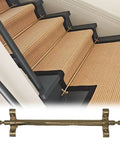 Heavy Duty Adjustable Stair Runner Rods In Vintage Brass With Non Slip Grip Bar Perfect For Carpet Runners Plus Full Kit Brackets Screws End Caps Easy Install Solid Decor Upgrade.. 12mm brass stair runner rod on carpeted steps