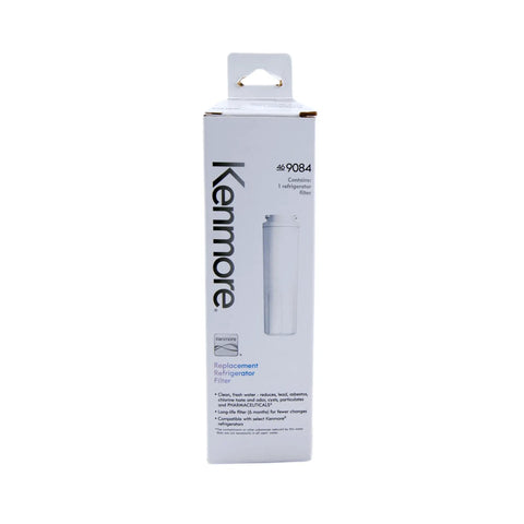 Box of Upgrade Your Water Game 9084 Refrigerator Water Filter For Select Side By Side And Bottom Freezer Fridges White