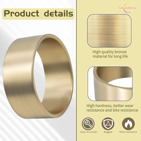 2 Pack Bronze Torque Converter Bushing For Mini Bikes And Go Karts, Fits 30 Series Driver Pulleys On A One And One Sixteenth Inch Crankshaft, Bronze Idler Bushing With Precise Inner Diameter 1.06 In Outer 1.17 In Width 0.48 In, bronze ring close-up