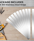 Metal Shim Set Of 10 Stainless Steel Strips In Mirror Silver Finish, 12 Inch Long And 1 Inch Wide, 0.02 Inch Thick Gap Filler