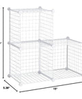Three Piece Wire Stackable Cube Storage Set White For Closet Bookshelf And Toys Easy To Assemble Modular Design System with dimensions.