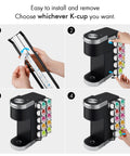 Installation of Side Mount K Cup Holder For Keurig Adhesive Metal Pod Organizer Matte Black Finish 2 Pack on coffee maker